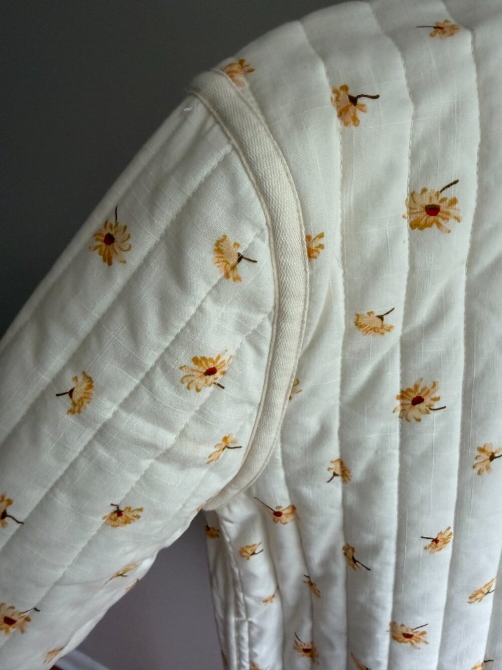NEVER WORN Madewell Quilted Jacket Ivory Daisy Floral Print Full Zip - Picture 11 of 15